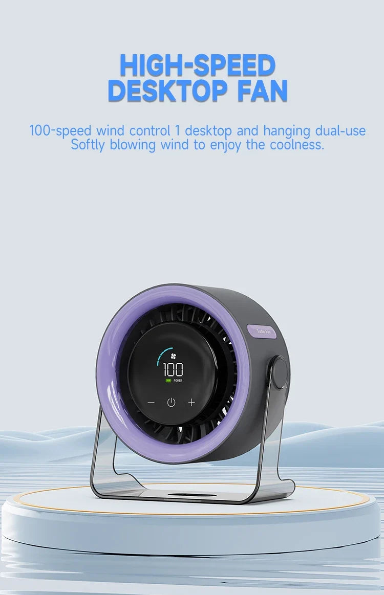Rechargeable Desktop Fan with LED Display