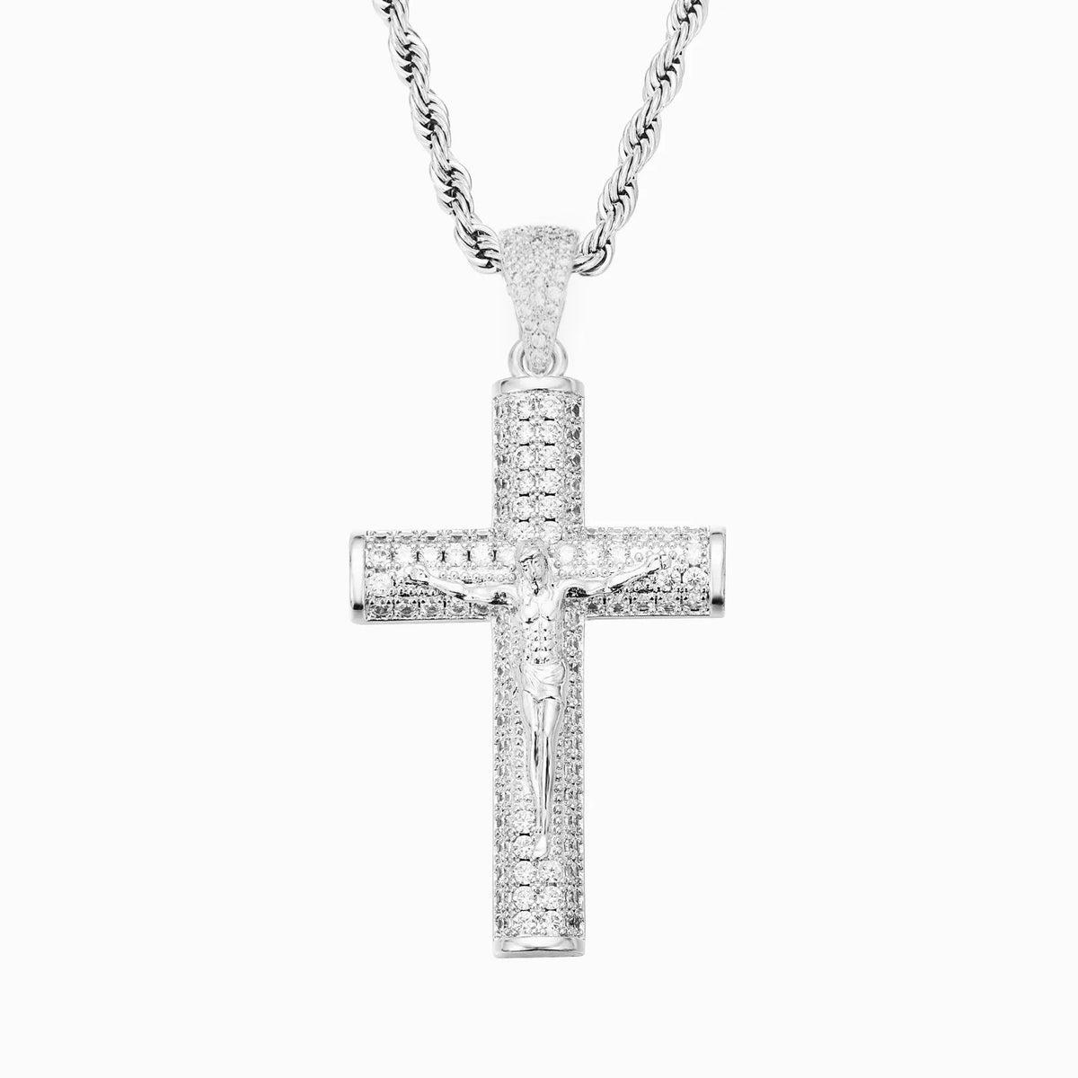Jesus Cross Pendant Cuban Link Necklace