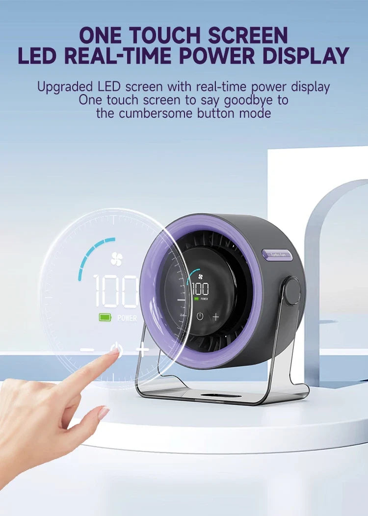 Rechargeable Desktop Fan with LED Display
