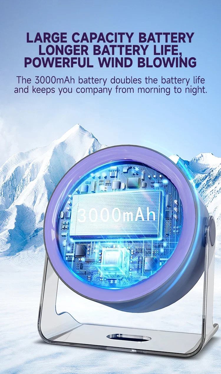 Rechargeable Desktop Fan with LED Display