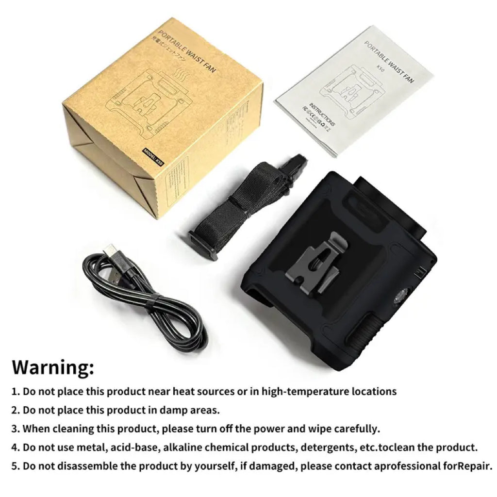 10000mAh Wearable Waist Fan and Power Bank