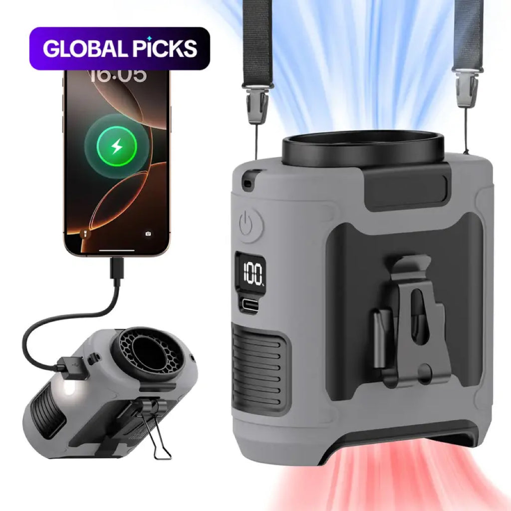 10000mAh Wearable Waist Fan and Power Bank