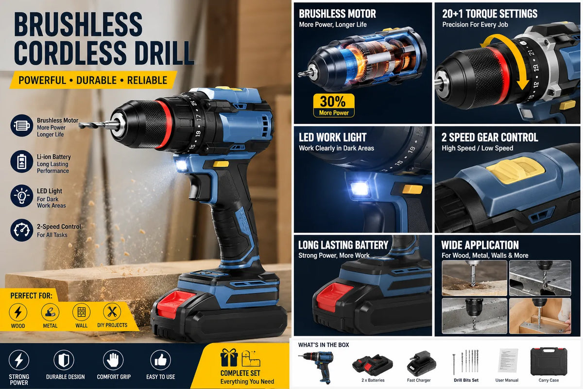 21V Cordless Impact Drill Kit — 23 Pieces
