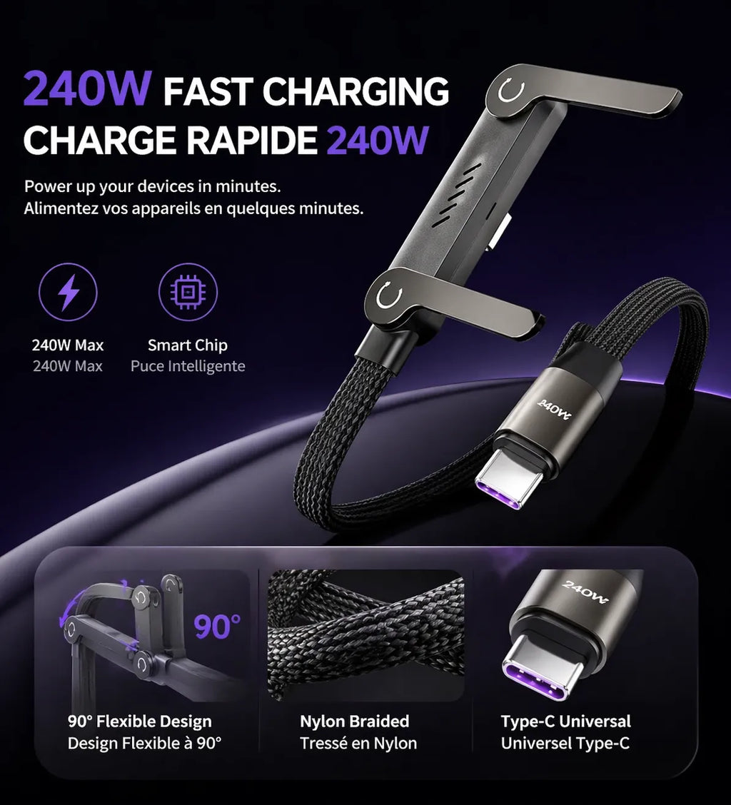 240W USB-C Charging Cable and Phone Stand