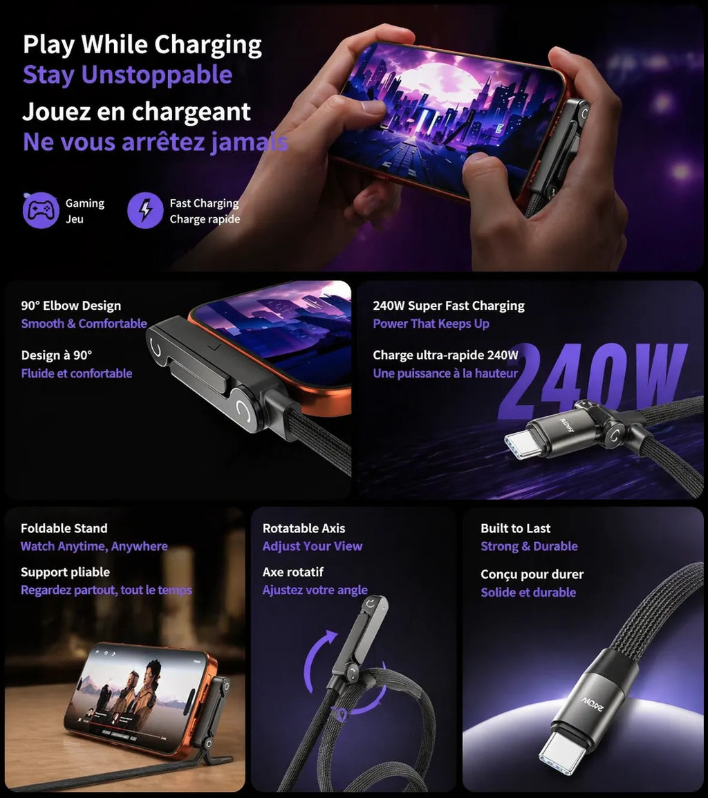 240W USB-C Charging Cable and Phone Stand