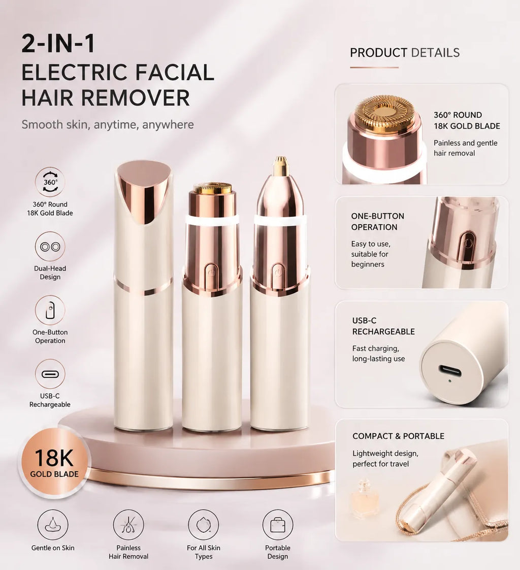 2-in-1 Facial and Eyebrow Hair Trimmer