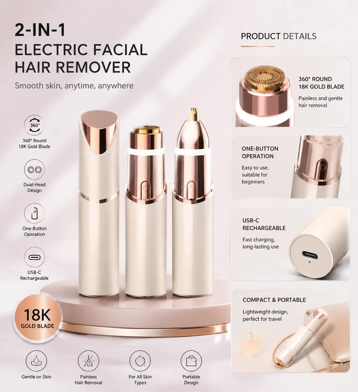 2-in-1 Facial and Eyebrow Hair Trimmer
