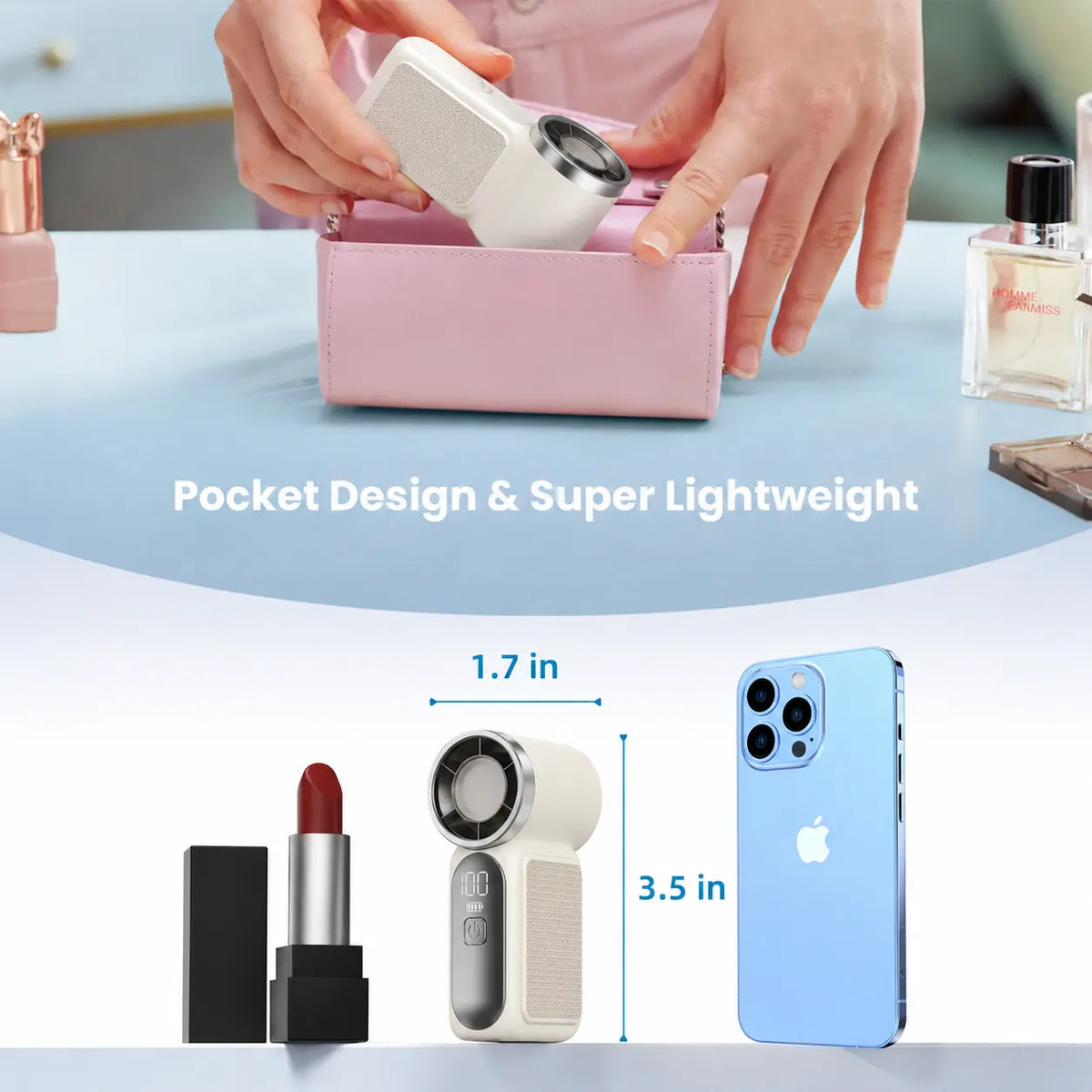 Mini Handheld Fan with LED Display