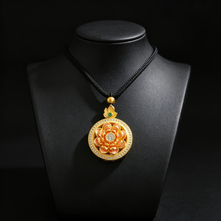 Lotus Spinning Pendant Necklace